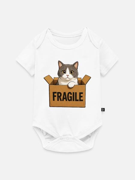Katze im Karton - Baby Premium Kurzarmbody - Weiß