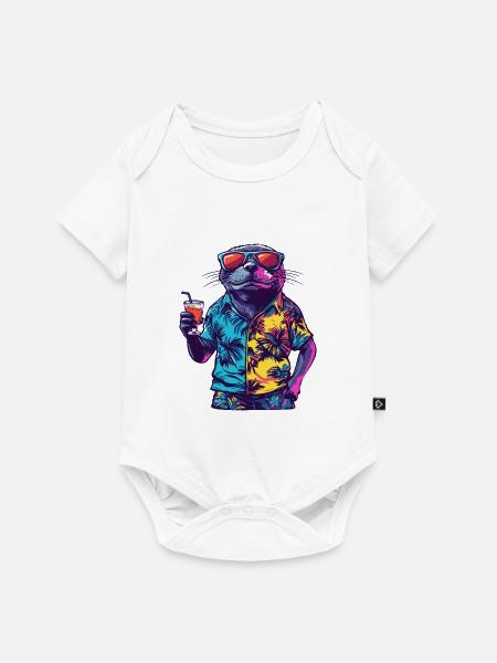 Robbe Comic Sommer - Baby Premium Kurzarmbody - Weiß
