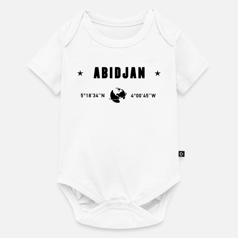 Coordonnées de la Côte d’Ivoire d’Abidjan : Terre - Body à manches courtes Premium Bébé - blanc