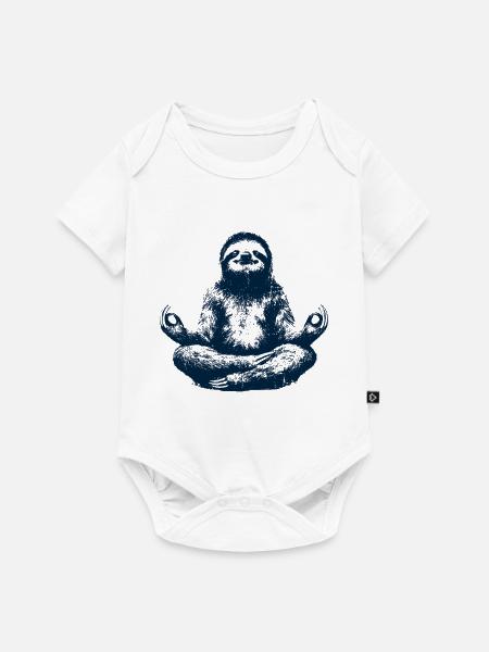 Yoga Faultier Meditieren Namaste - Baby Premium Kurzarmbody - Weiß
