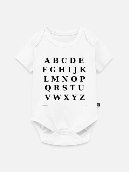 Lateinisches Alphabet (schwarz) - Baby Premium Kurzarmbody - Weiß