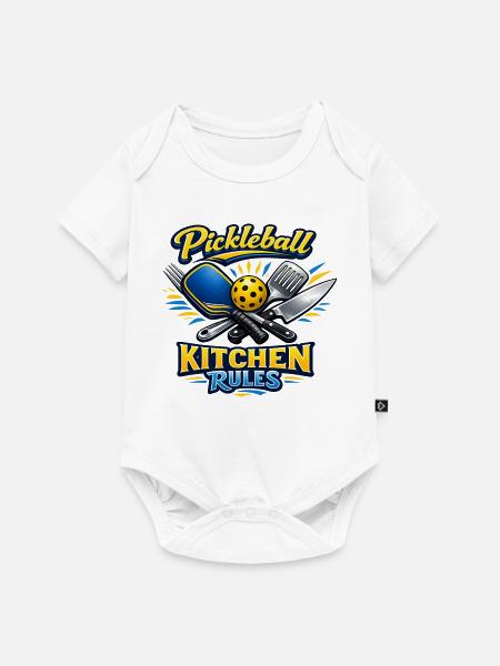 Pickleball Kitchen Rules - Baby Premium Kurzarmbody - Weiß