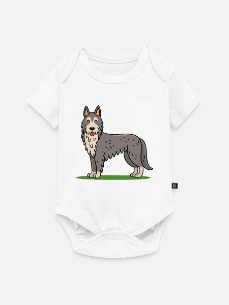 Irischer Wolfshund (Comic) - Baby Premium Kurzarmbody - Weiß