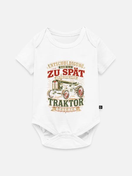 Spät dran Traktor Spruch - Baby Premium Kurzarmbody - Weiß