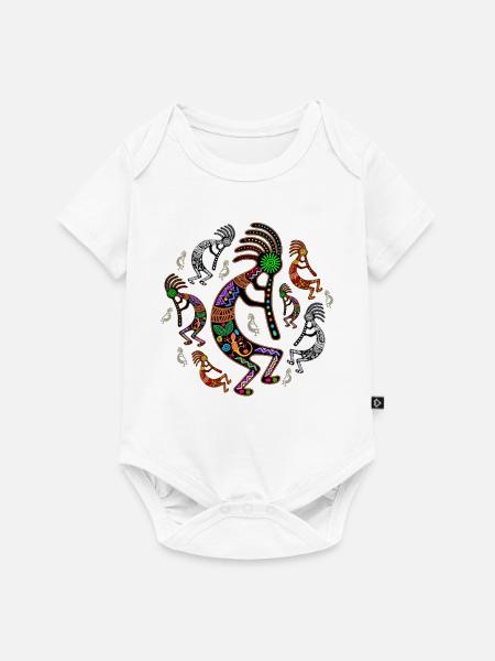 Kokopelli-Regenbogenfarben - Baby Premium Kurzarmbody - Weiß