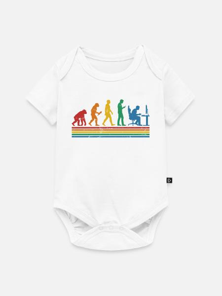Regenbogen-Evolution im Büro - Baby Premium Kurzarmbody - Weiß