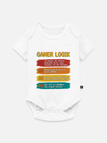 Gamer Logik Spruchband - Baby Premium Kurzarmbody - Weiß