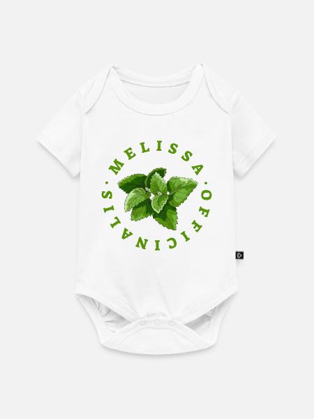 Zitronenmelisseblatt-Rundemblem - Baby Premium Kurzarmbody - Weiß