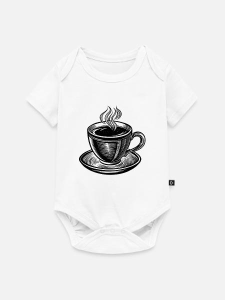 Kaffeetasse - Baby Premium Kurzarmbody - Weiß