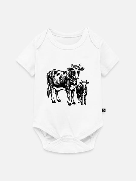Kuh und Kalb - Baby Premium Kurzarmbody - Weiß