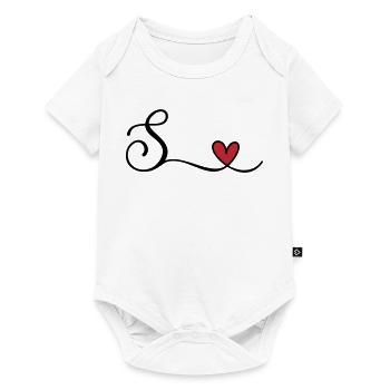 Monogramme de la lettre S avec cœur - Body à manches courtes Premium Bébé - blanc - Devant