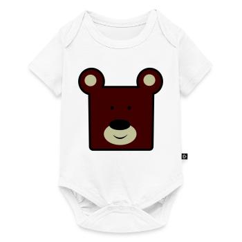 Tête d’ours brun rougeâtre minimale - Body à manches courtes Premium Bébé - blanc - Devant