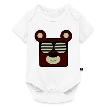 Bear with retro sunglasses - Baby Premium short-sleeve bodysuit - white - Front