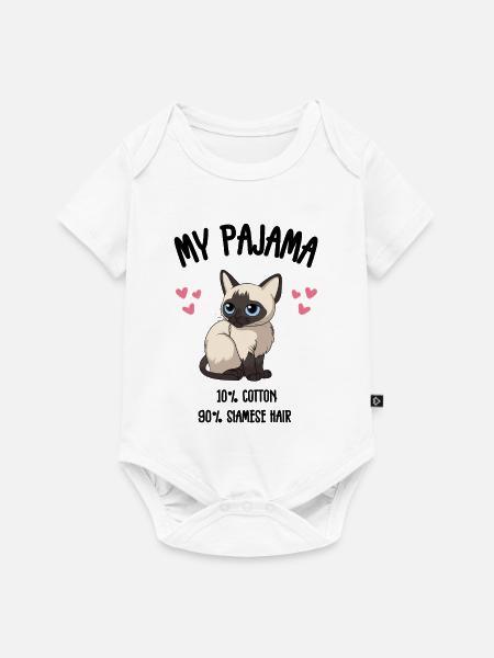 Siamkatzen-Pyjama - Baby Premium Kurzarmbody - Weiß
