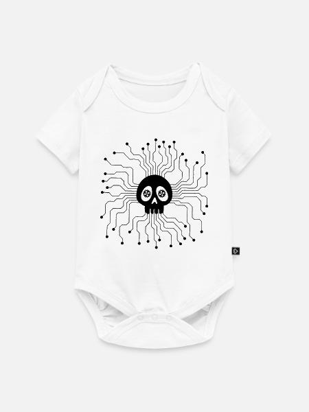 Mikroprozessor-Schädel (Schwarz) - Baby Premium Kurzarmbody - Weiß