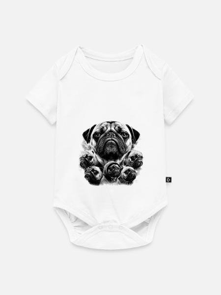Pug Collage: Mehrere Gesichter - Baby Premium Kurzarmbody - Weiß