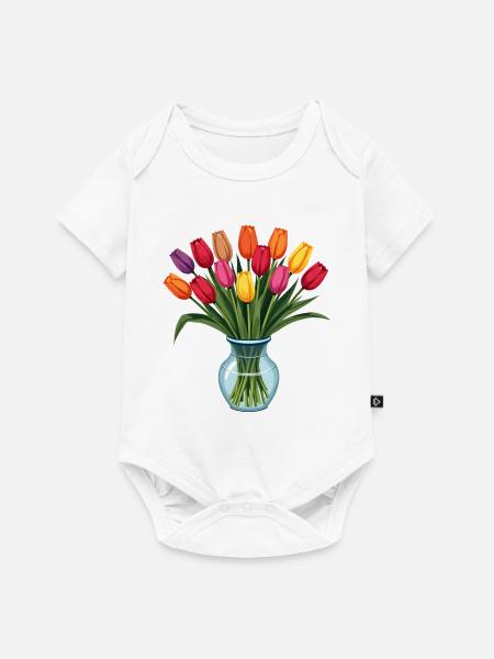Tulpen - Baby Premium Kurzarmbody - Weiß