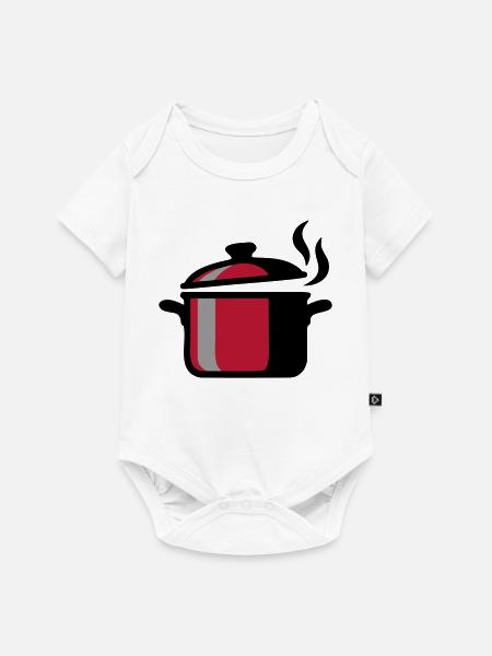 Kochtopf Kochen Küchenchef Restaurant Logo - Baby Premium Kurzarmbody - Weiß
