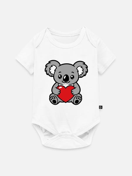 Süßer Koala mit Kawaii-rotem Herz - Baby Premium Kurzarmbody - Weiß