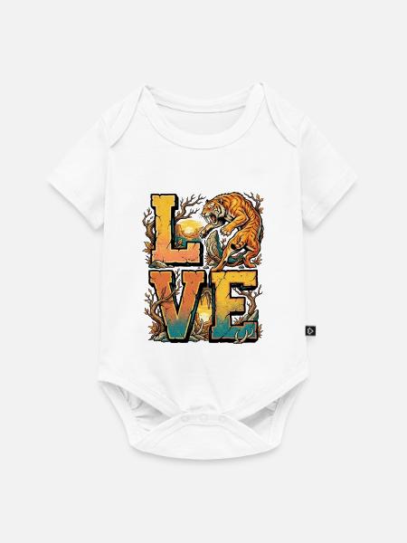 Löwe LOVE Dschungel-Style - Baby Premium Kurzarmbody - Weiß