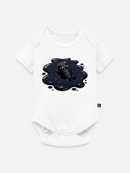 Ölfass in Öl Pfütze mit Sonnenbrille - Baby Premium Kurzarmbody - Weiß
