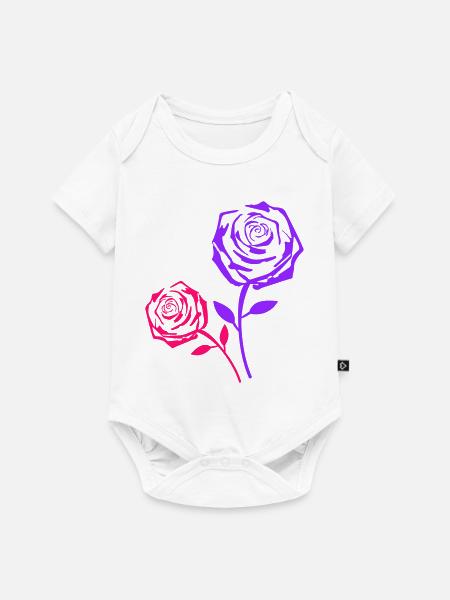 Rosenduo Neon Pink Purple - Baby Premium Kurzarmbody - Weiß