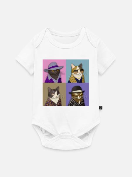 Badass Cat Quartet - Baby Premium Kurzarmbody - Weiß