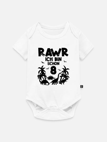 8. Geburtstag Dinosaurier - Baby Premium Kurzarmbody - Weiß