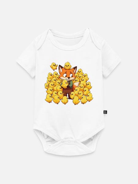 Fuchs mit Kükenfreuden - Baby Premium Kurzarmbody - Weiß