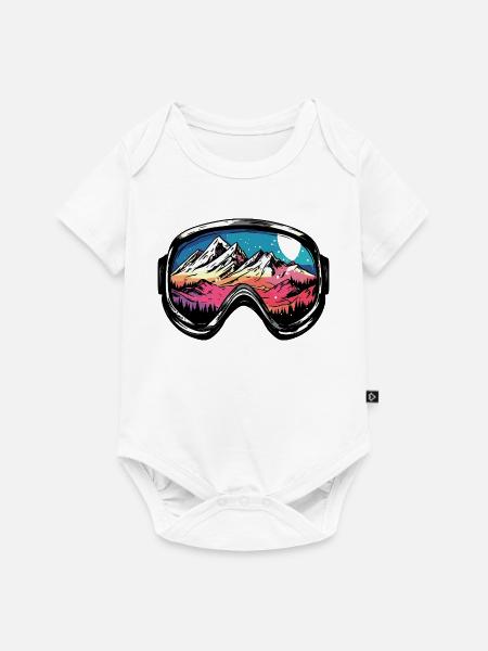 Skibrille Berge Ski - Baby Premium Kurzarmbody - Weiß