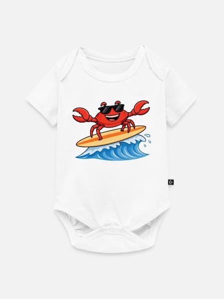 Krebs beim Surfen - Baby Premium Kurzarmbody - Weiß