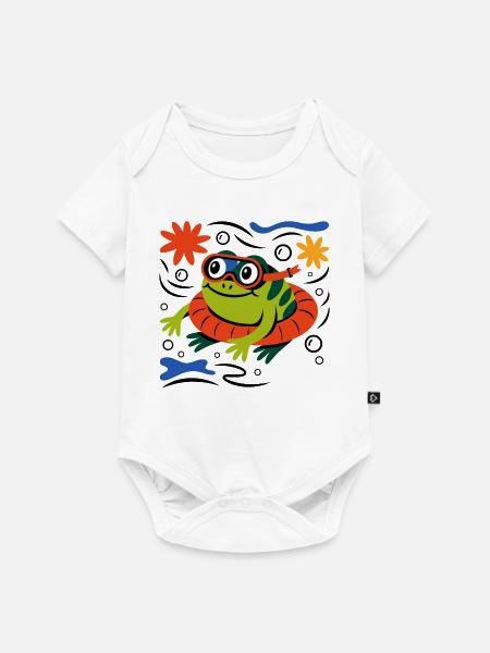 Schnorchel Frosch Abenteuer - Baby Premium Kurzarmbody - Weiß