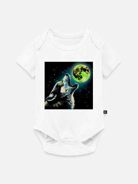 Wolf heult zum Vollmond - Baby Premium Kurzarmbody - Weiß