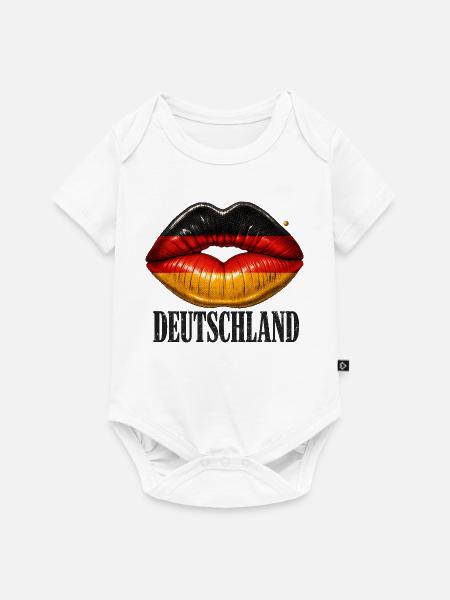 Lippen mit Deutschland-Flagge - Baby Premium Kurzarmbody - Weiß