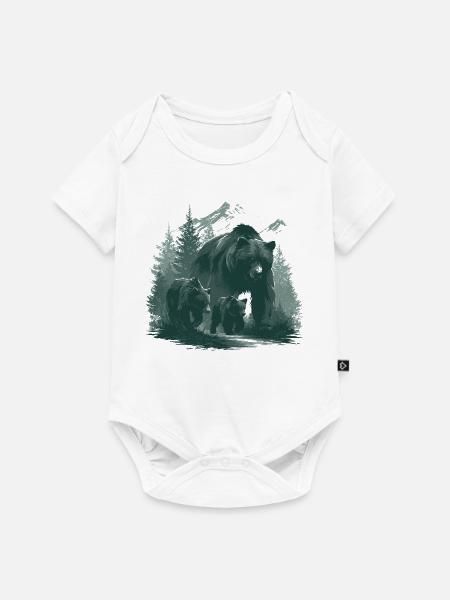 Mama-Geschenk | Wilderness Family Bear - Baby Premium Kurzarmbody - Weiß