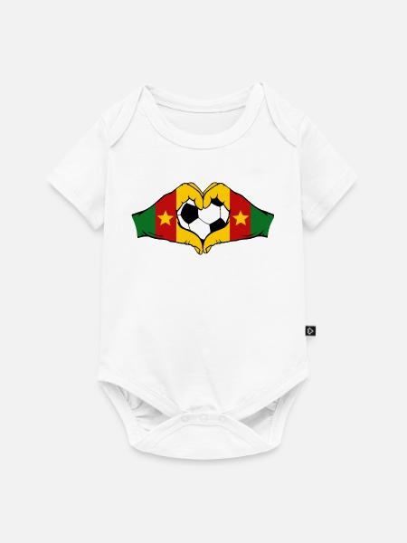 Kamerun Flagge Hände Herzform - Baby Premium Kurzarmbody - Weiß
