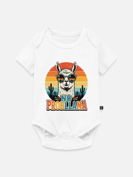 No Probllama Lama Humor Shirt - Baby Premium Kurzarmbody - Weiß