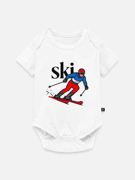 Skisport - Baby Premium Kurzarmbody - Weiß