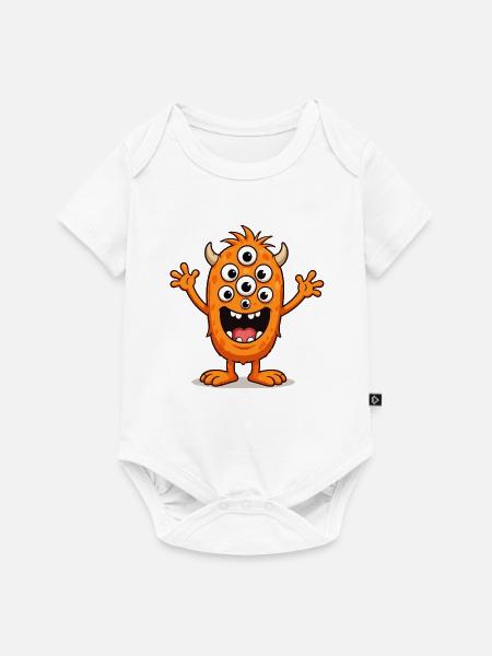 Orange Monster mit vielen Augen - Baby Premium Kurzarmbody - Weiß