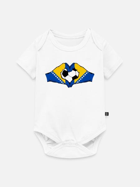 Bosnische Flagge Fußballherz - Baby Premium Kurzarmbody - Weiß
