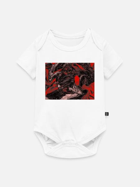 Roter Marmormix Wirbelkunst - Baby Premium Kurzarmbody - Weiß