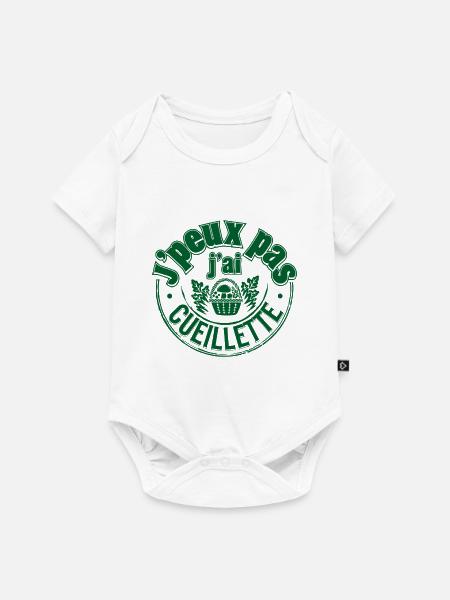 Grünes Blumenkorbabzeichen - Baby Premium Kurzarmbody - Weiß