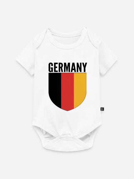 Schwarz-Rot-Gold Schilddesign - Baby Premium Kurzarmbody - Weiß