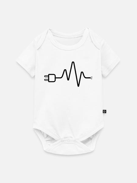 Elektriker EKG Stecker Kabel Herzschlag - Baby Premium Kurzarmbody - Weiß