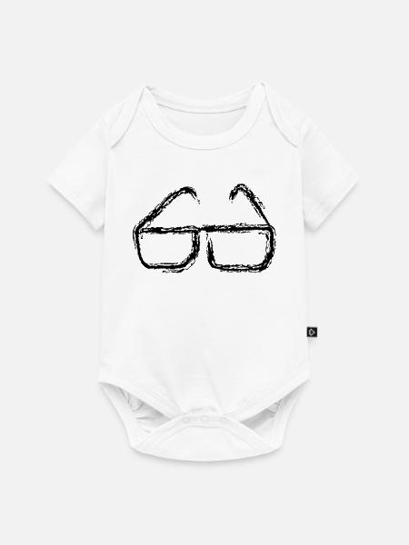 Brille  - Baby Premium Kurzarmbody - Weiß