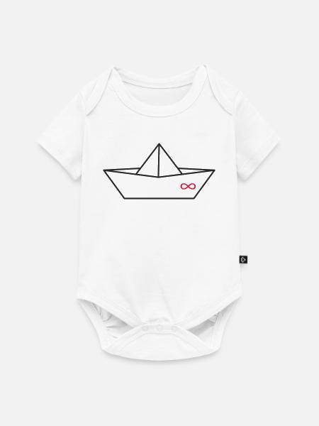 Origami Papierboot mit Unendlichkeitszeichen - Baby Premium Kurzarmbody - Weiß