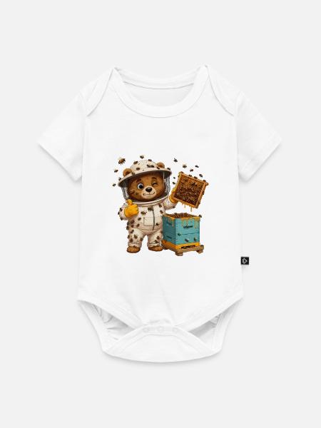 Honigbär im Bienenanzug - Baby Premium Kurzarmbody - Weiß