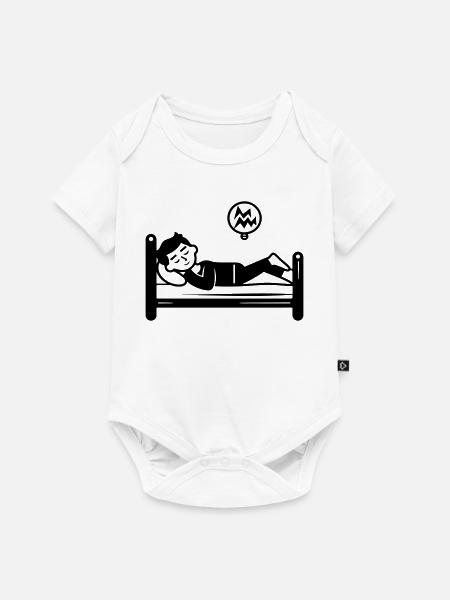 Schlafen Bett - Baby Premium Kurzarmbody - Weiß