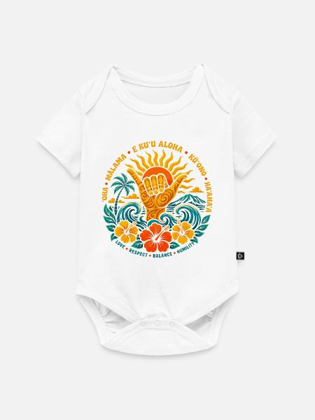Aloha Shaka Werte - Baby Premium Kurzarmbody - Weiß