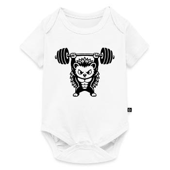 Un hérisson musclé soulève un haltère lourd - Body à manches courtes Premium Bébé - blanc - Devant
